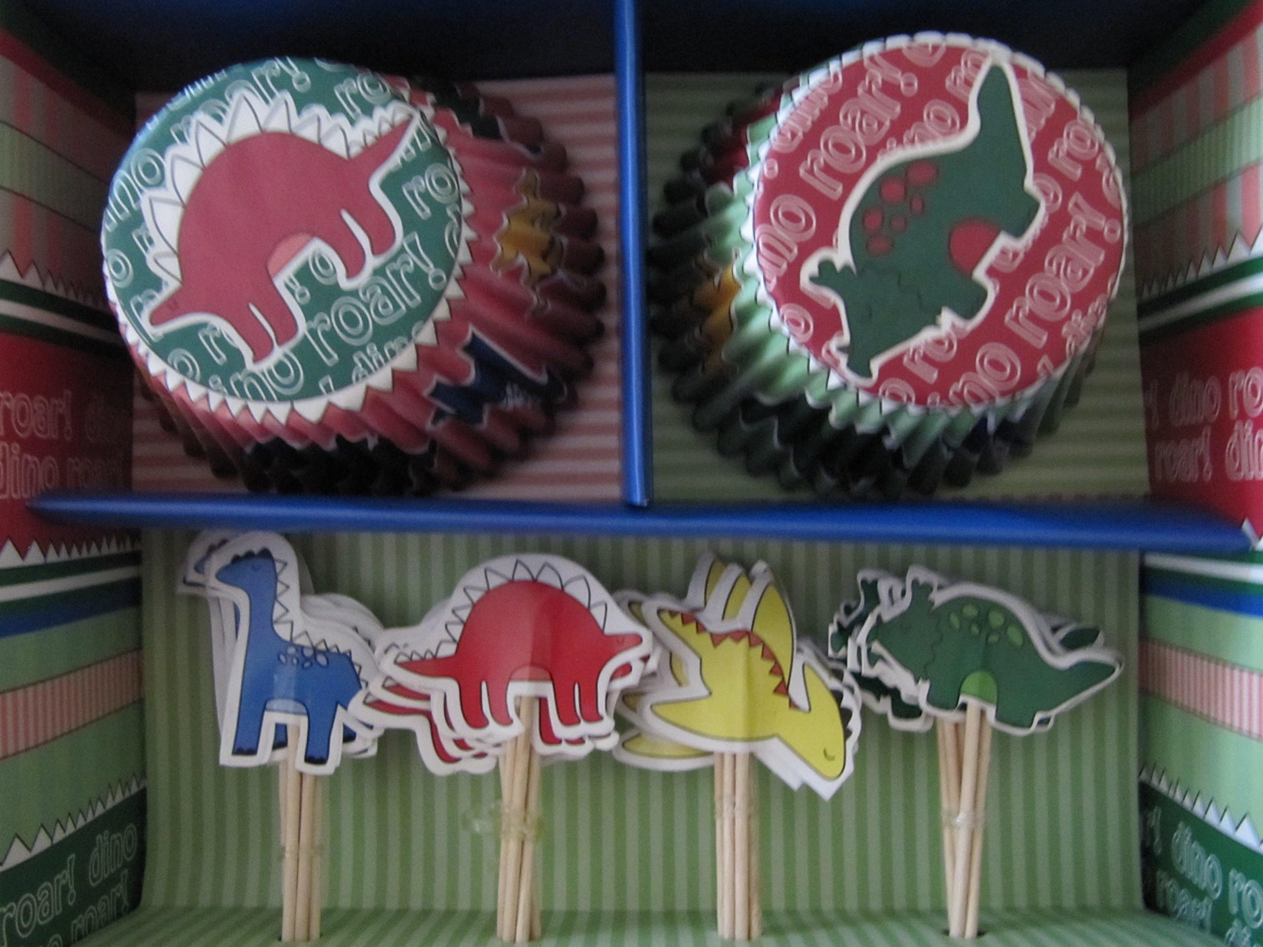 Miniamo "Dinosaurus"- 24 Paper Cupcake Liners & 24 Toppers-multi Color