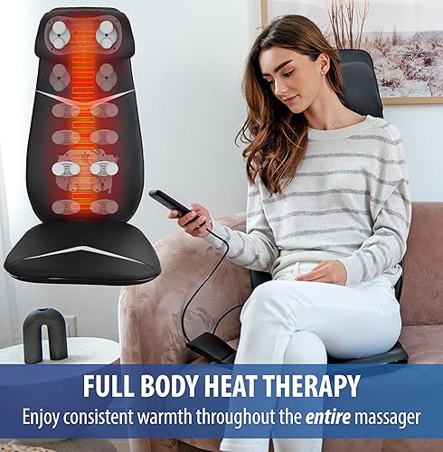 Miniatura 4 de Zyllion Shiatsu - Masajeador de cuello y espalda con calor para silla, almohadilla de masaje de tejido profundo 3D eléctrico de cuerpo completo con