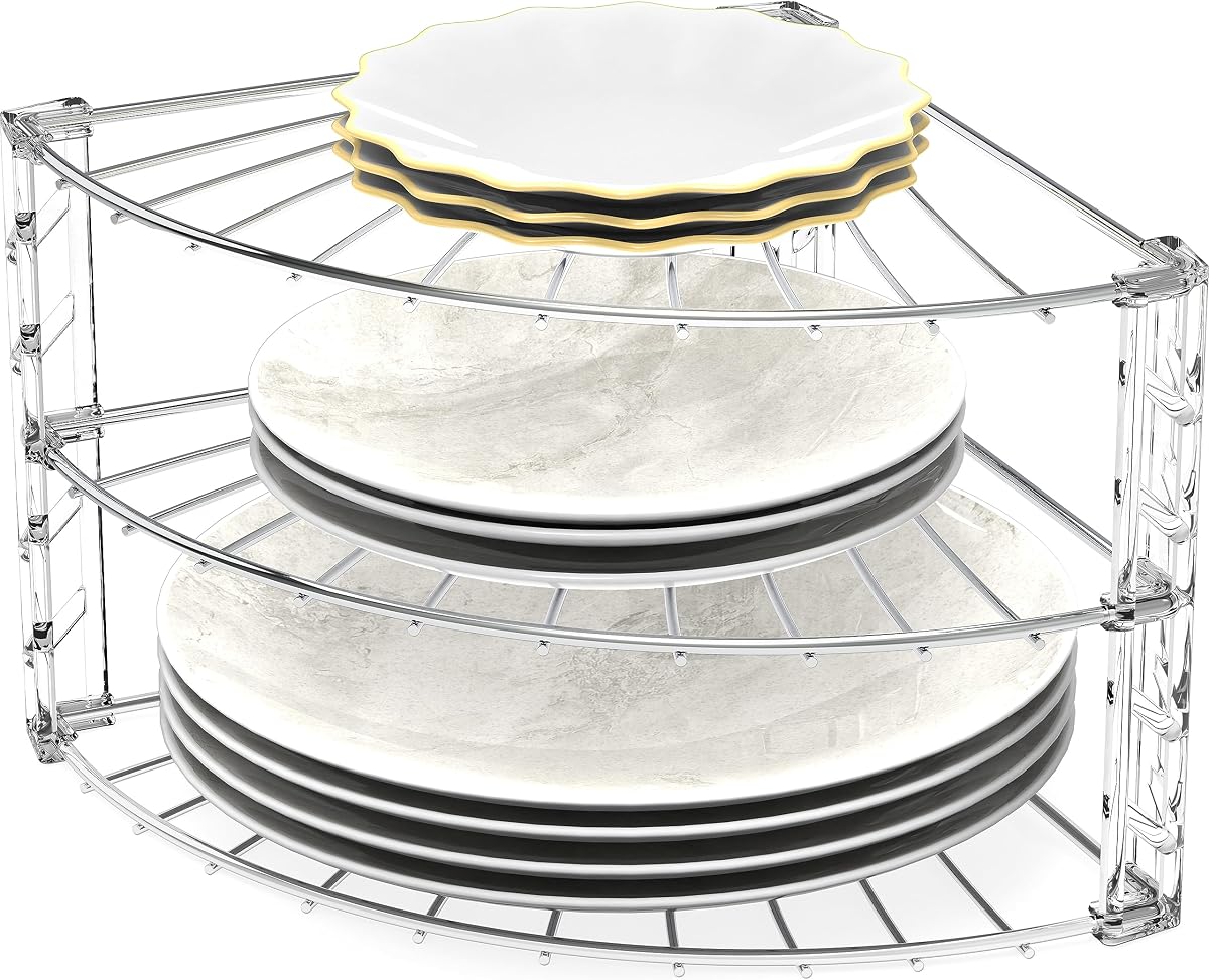 Simple Houseware 3-Tier Counter Corner Shelf Organizer, Chrome