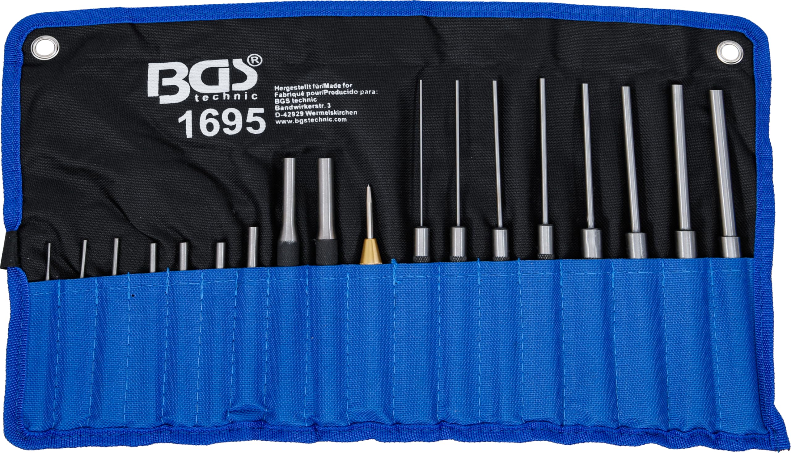BGS 1695 | Serie di cacciaspine | 100 - 150 - 200 mm | 1,5 - 9,5 mm | incl. punteruoli | 18 pz.