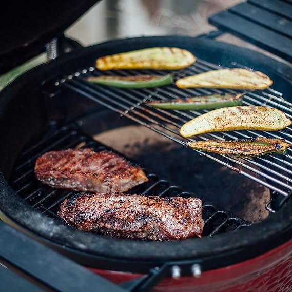 Kamado Joe Classic I 18 inch Charcoal Grill in Blaze Red and Grill Cover Bundle