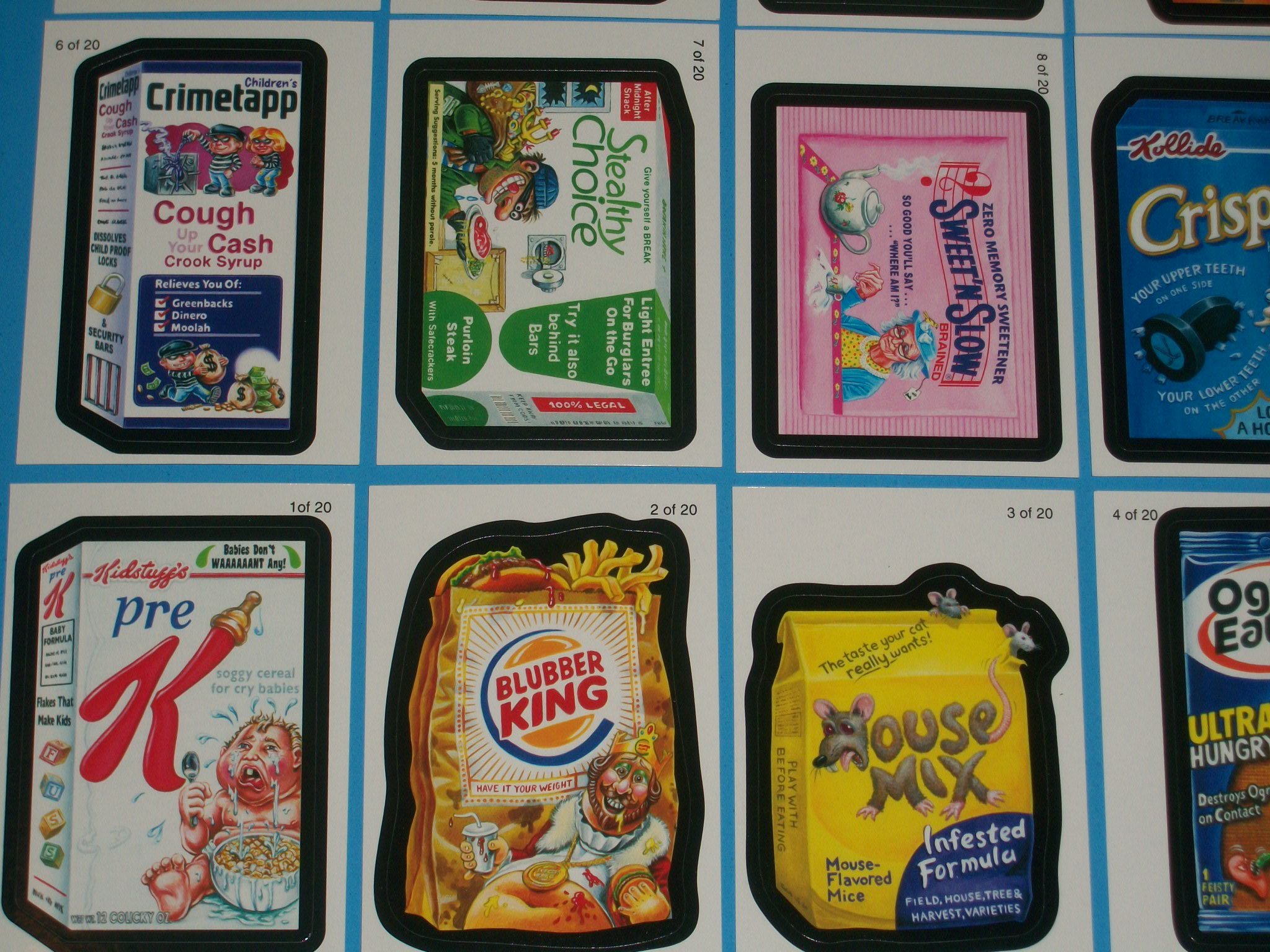 2010 Wacky Packages Ans7 Wack-O-Mercials Complete Set + Wrapper!!