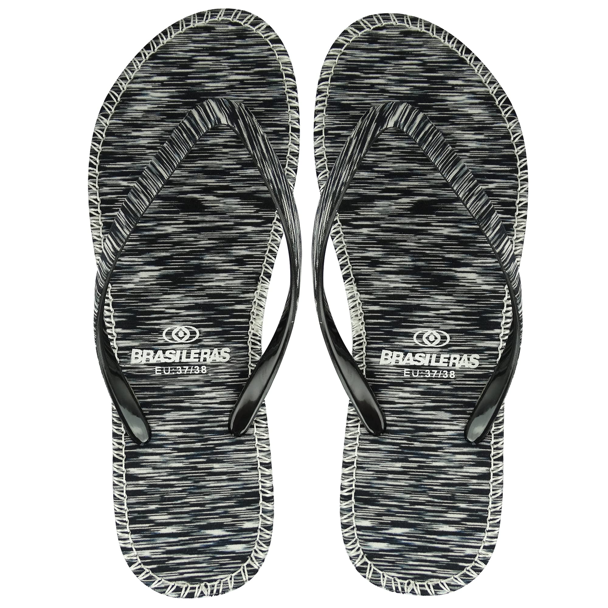 BRASILERAS Chanclas Hip Marbled para Mujer, Negro, 41/42 EU | Playa y piscina, suela flexible, diseño ligero, vacaciones, ducha, verano, camping, paseo y uso diario