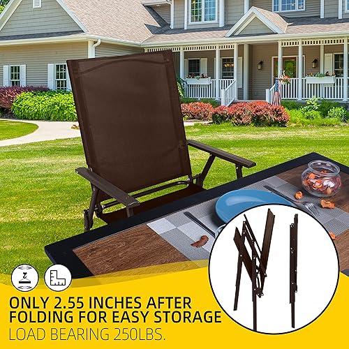Miniatura 6 de Bigroof Sillas de comedor para patio, el juego de muebles de exterior incluye 2 sillas plegables Stirling con reposabrazos para porche, balcón y