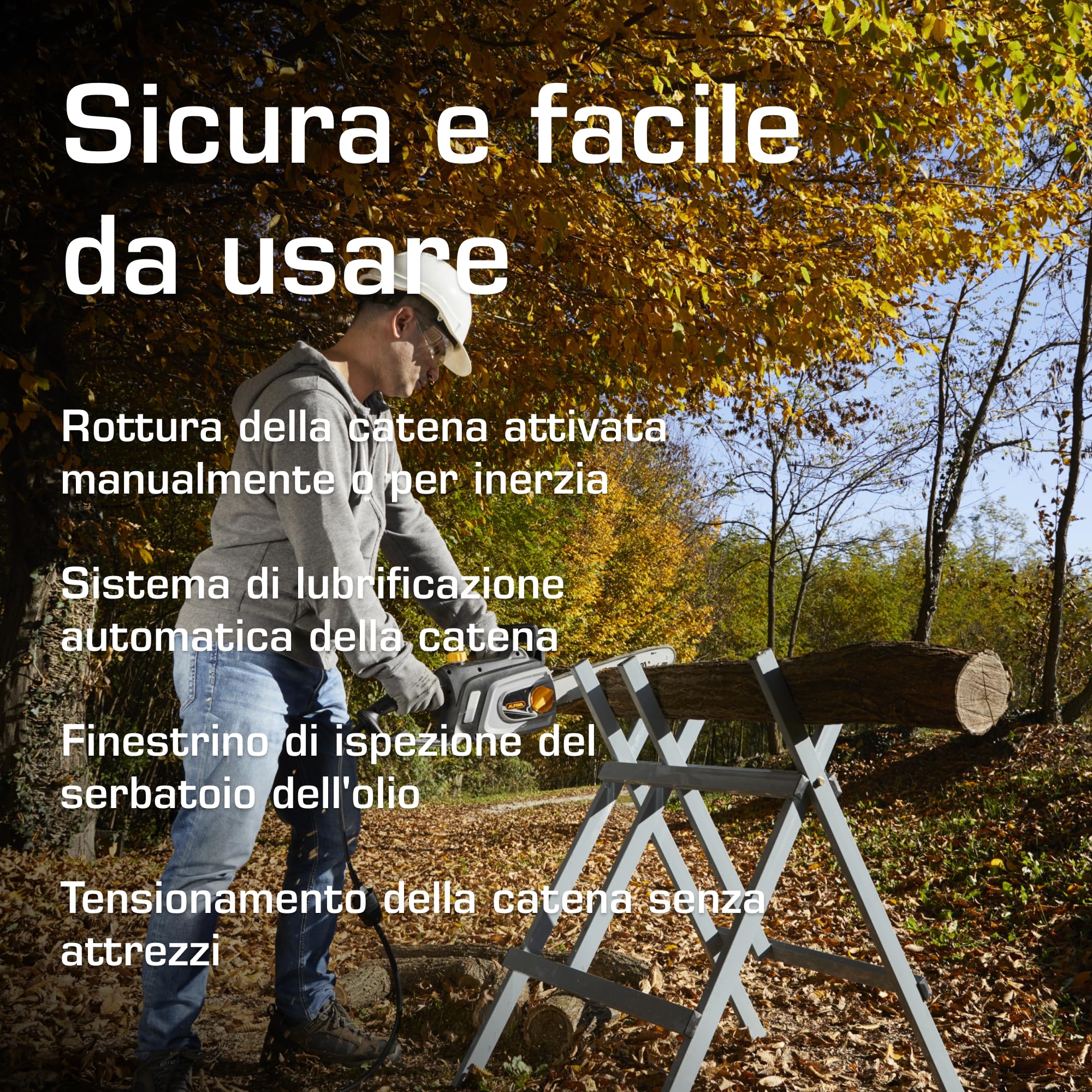 Alpina ACS 181 E Motosega Elettrica, 1800 W, 35 cm – Freno Catena Doppia Azione, Lubrificazione Automatica – Uso Domestico