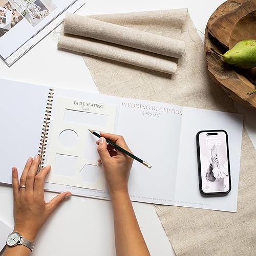 Miniatura 3 de UNITED ESELL Elegante planificador de bodas en relieve de lámina de oro real, libro de planificación de bodas y organizador para novia, tabla de