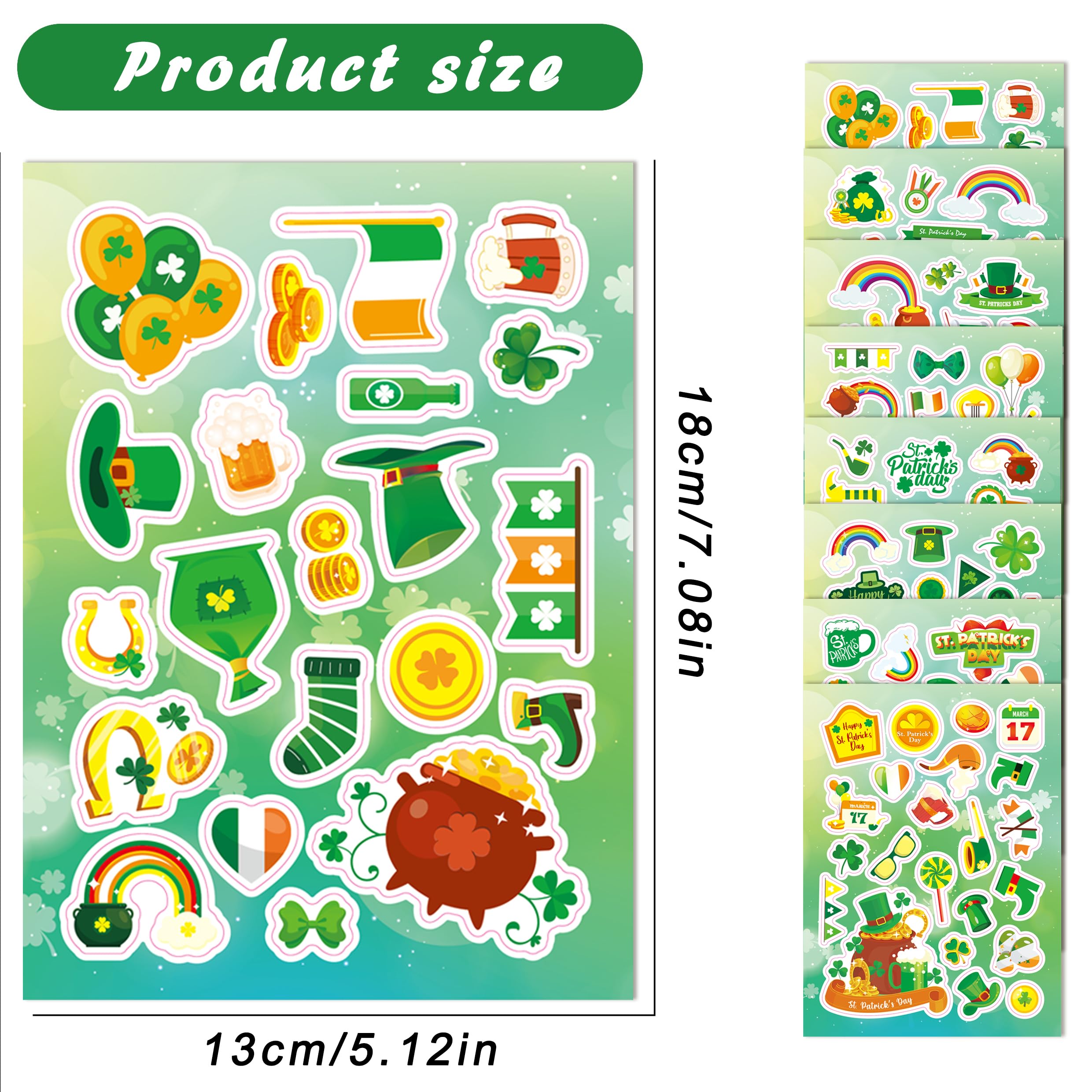 St Patricks Day Stickers 500PCS - Shamrock Stickers Roll For Kids Party Decorations