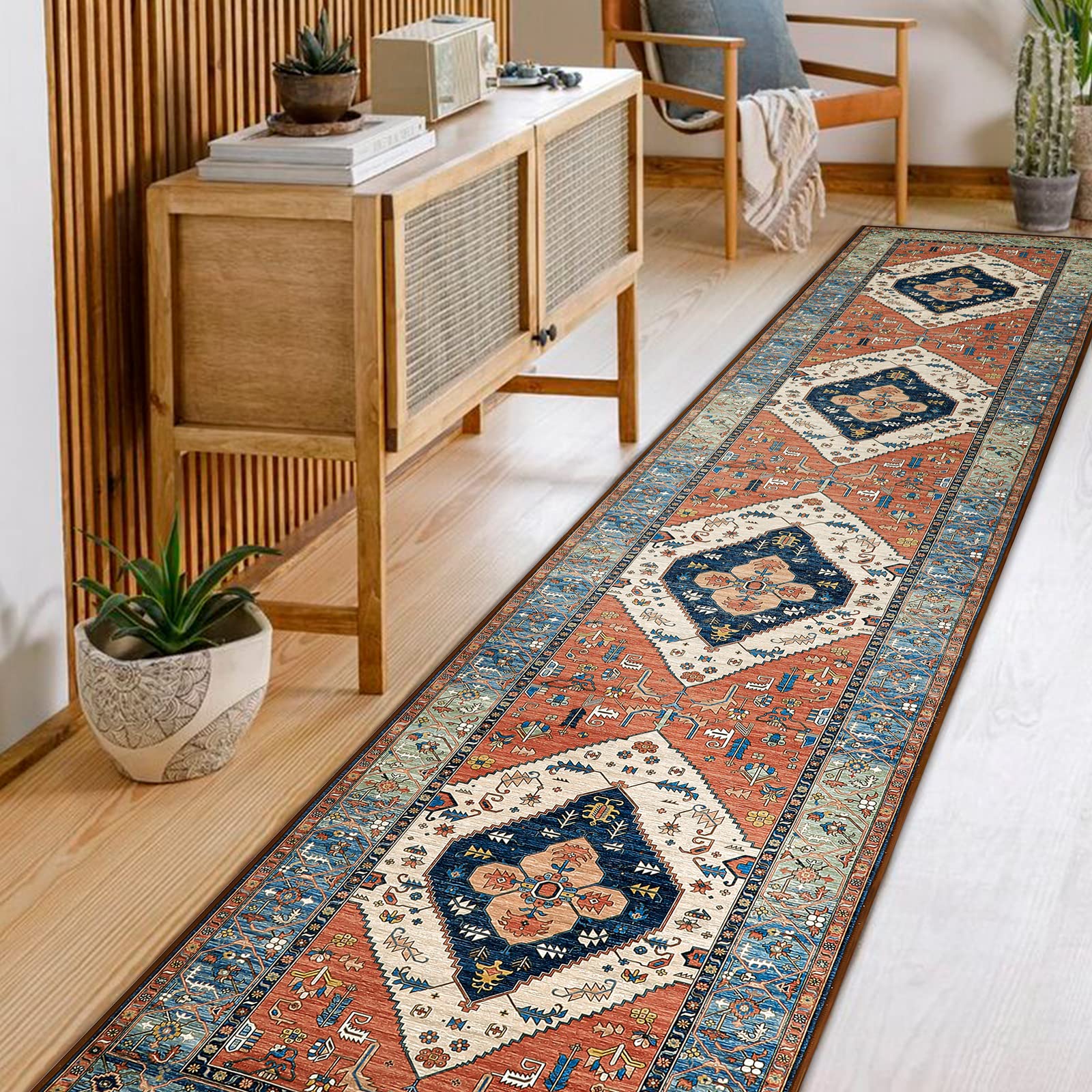 Beeiva Oriental Washable Rug Runner, 2x10 Vintage Carpet Runners for Hallways Rug for Kitchen Bedroom Bathroom Entryway, Boho Runner Rug for Hallways