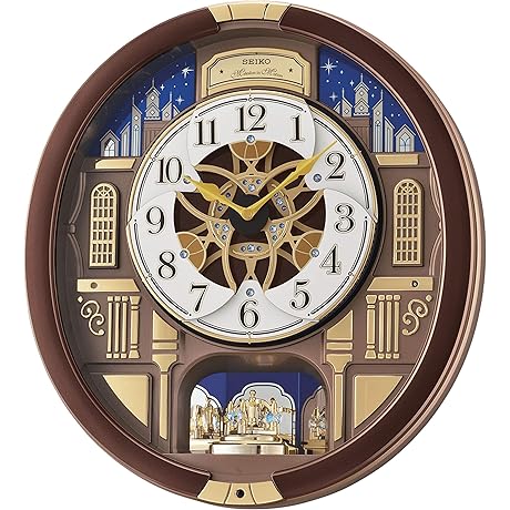 Seiko Melodies in Motion Wall Clock, Nighttime City Skyline