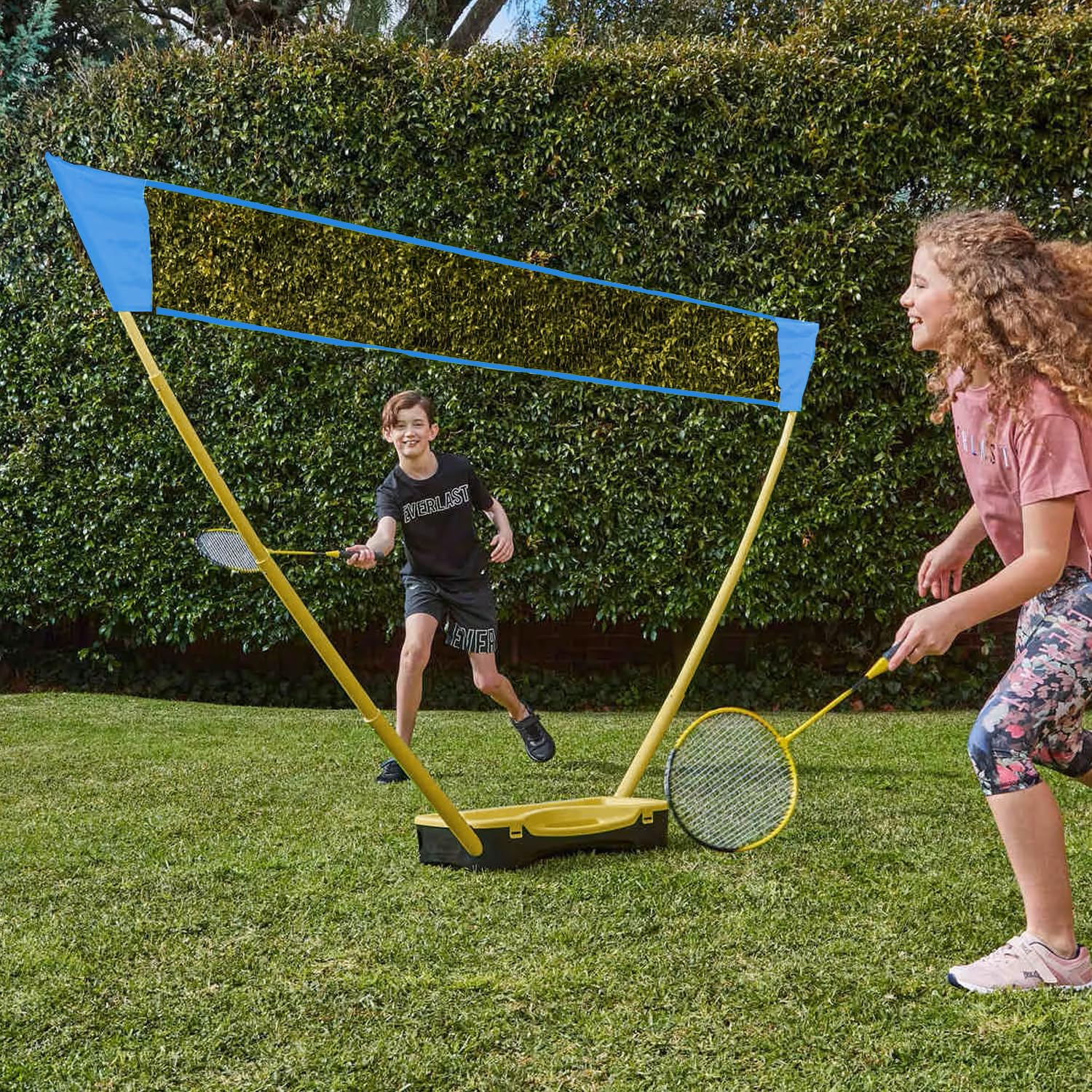 Hacer Badminton Net Set Portable Adjustable Outdoor with Foldable Stand Pole (3 Meter, Yellow)