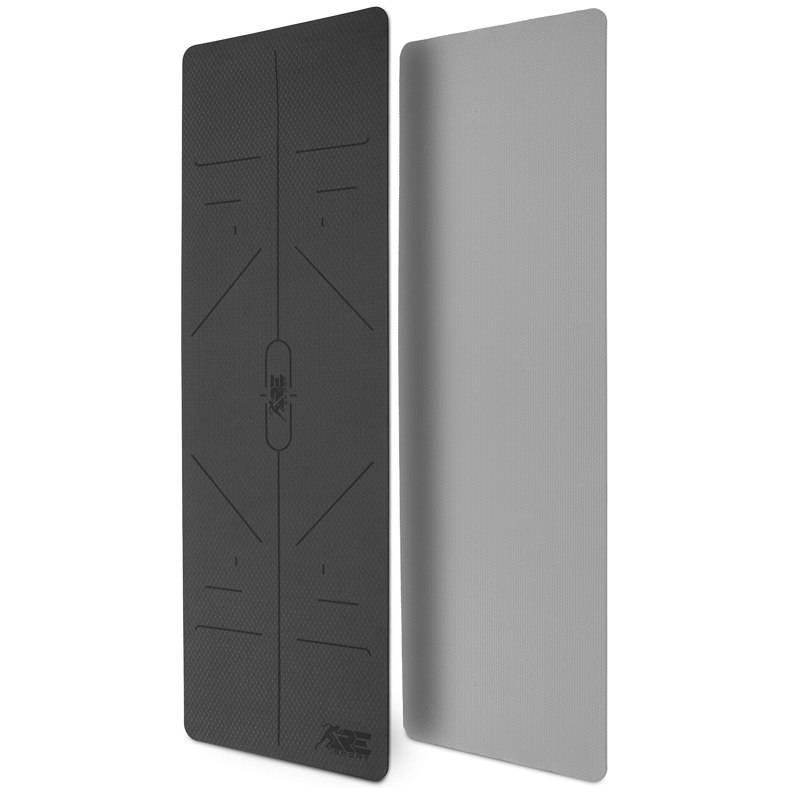 RE:SPORT Yogamatte Phthalatfrei | Gymnastikmatte rutschfest | Fitnessmatte schadstofffrei | Trainingsmatte mit Tragegurt 183 x 61 x 0,6 cm