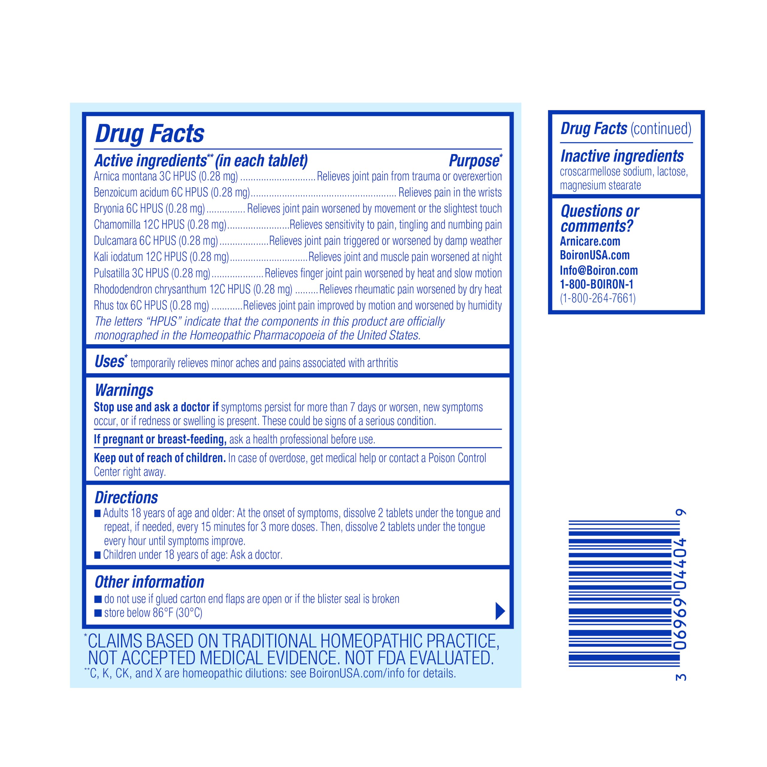 Boiron Arnicare Arthritis Tablets for Arthritis Pain Relief, Joint Soreness, and Rheumatic Pain - 60 Count — Amazon image 6