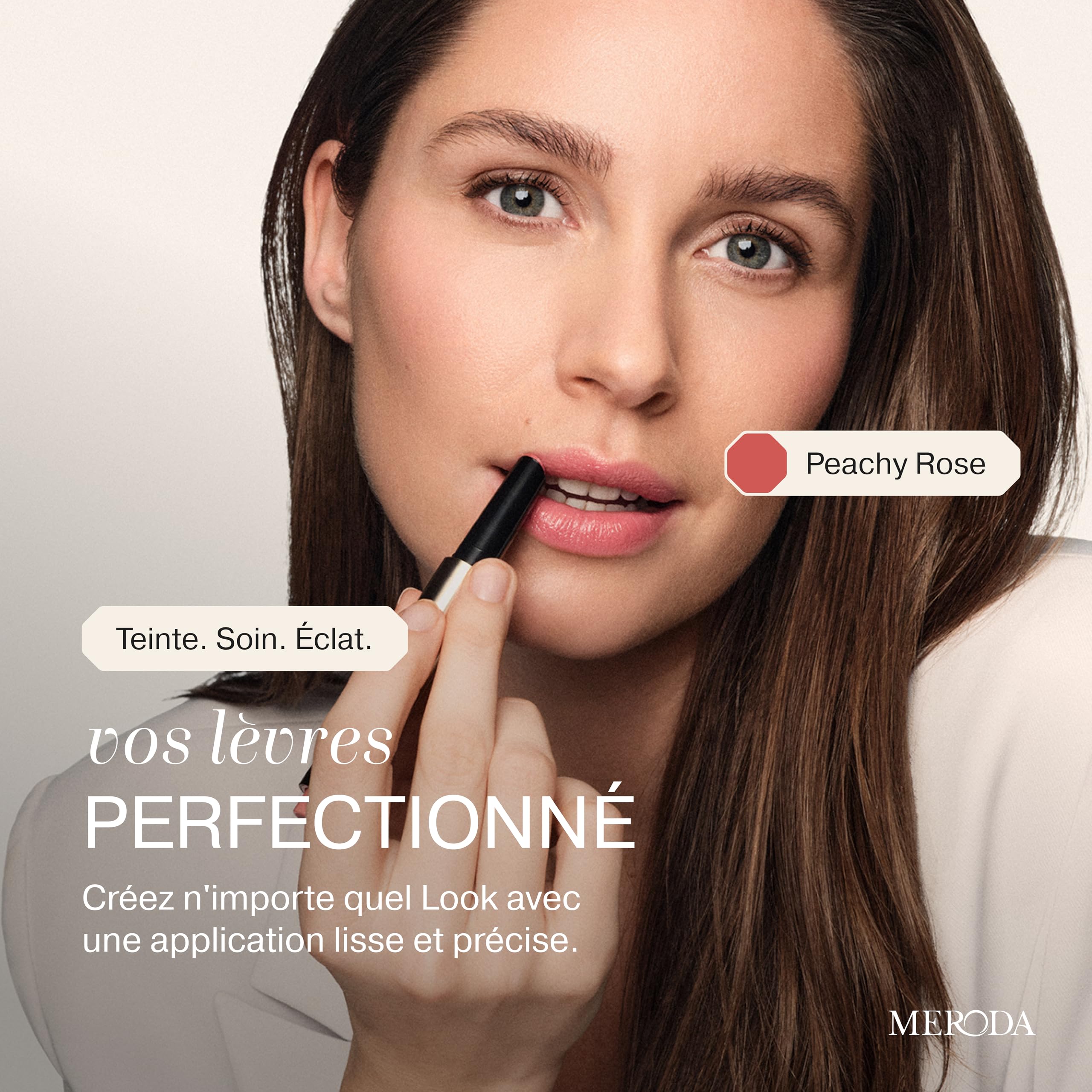 MERODA® Hydrating Lip Tint [PEACHY ROSE] - Encre à lèvres longue tenue pour des lèvres volumineuses & fini brillant - Teinte à lèvres rafraîchissante à l'acide hyaluronique, peptides & vitamine C