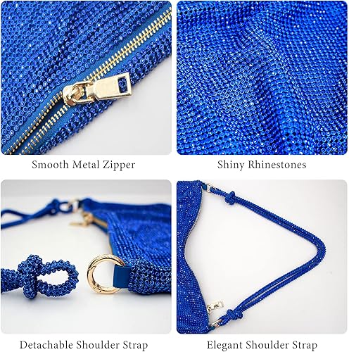 Miniatura 2 de Bolso Hobo plateado con diamantes de imitación, bolso de noche negro brillante para mujer, fiesta de graduación, boda