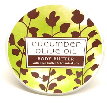 Greenwich Bay Trading Company Botanic Body Butter with Shea Butter and Cocoa Butter 8oz Tub Cucumber Olive Oil