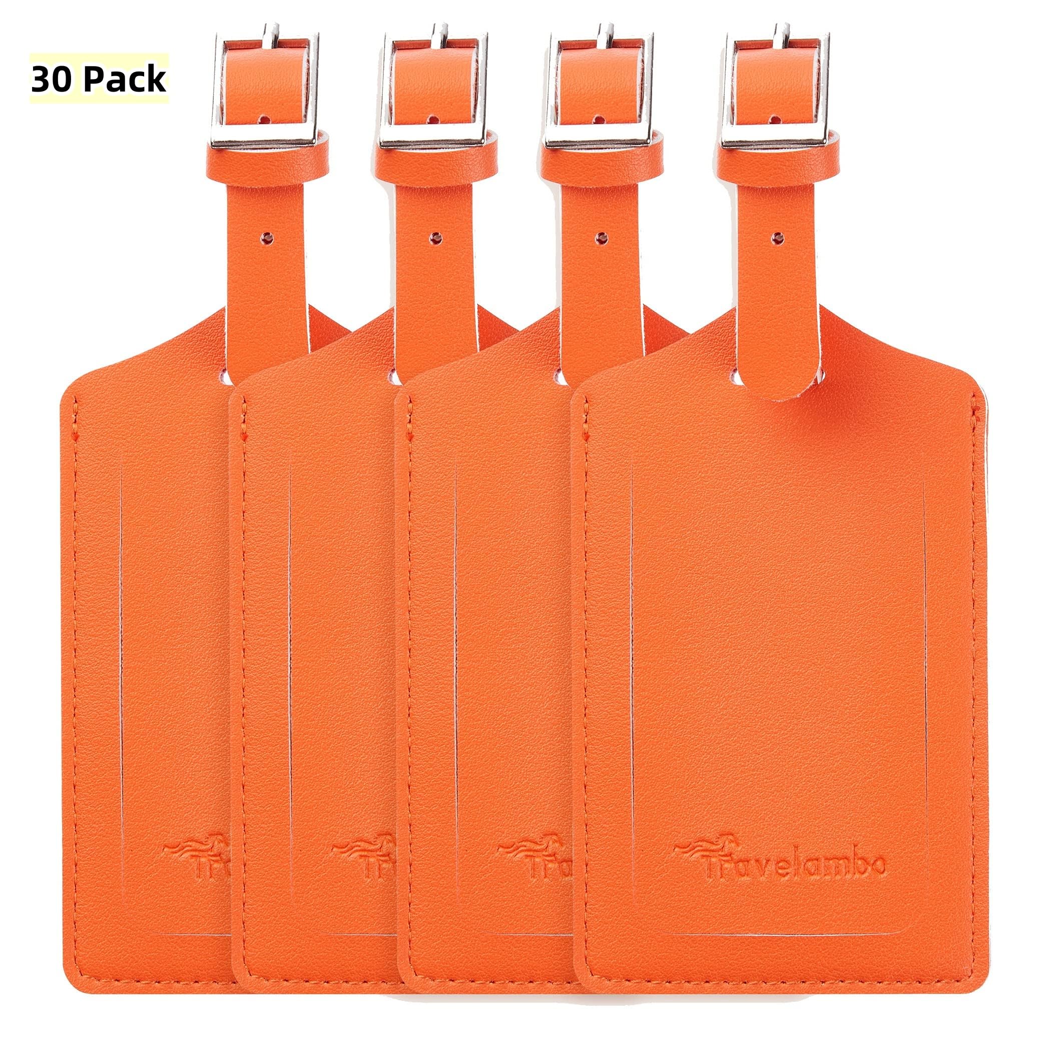 Travelambo Luggage Tags for Suitcases PU Leather Travel Tags Bag Tags Privacy Protection Travel Essentials