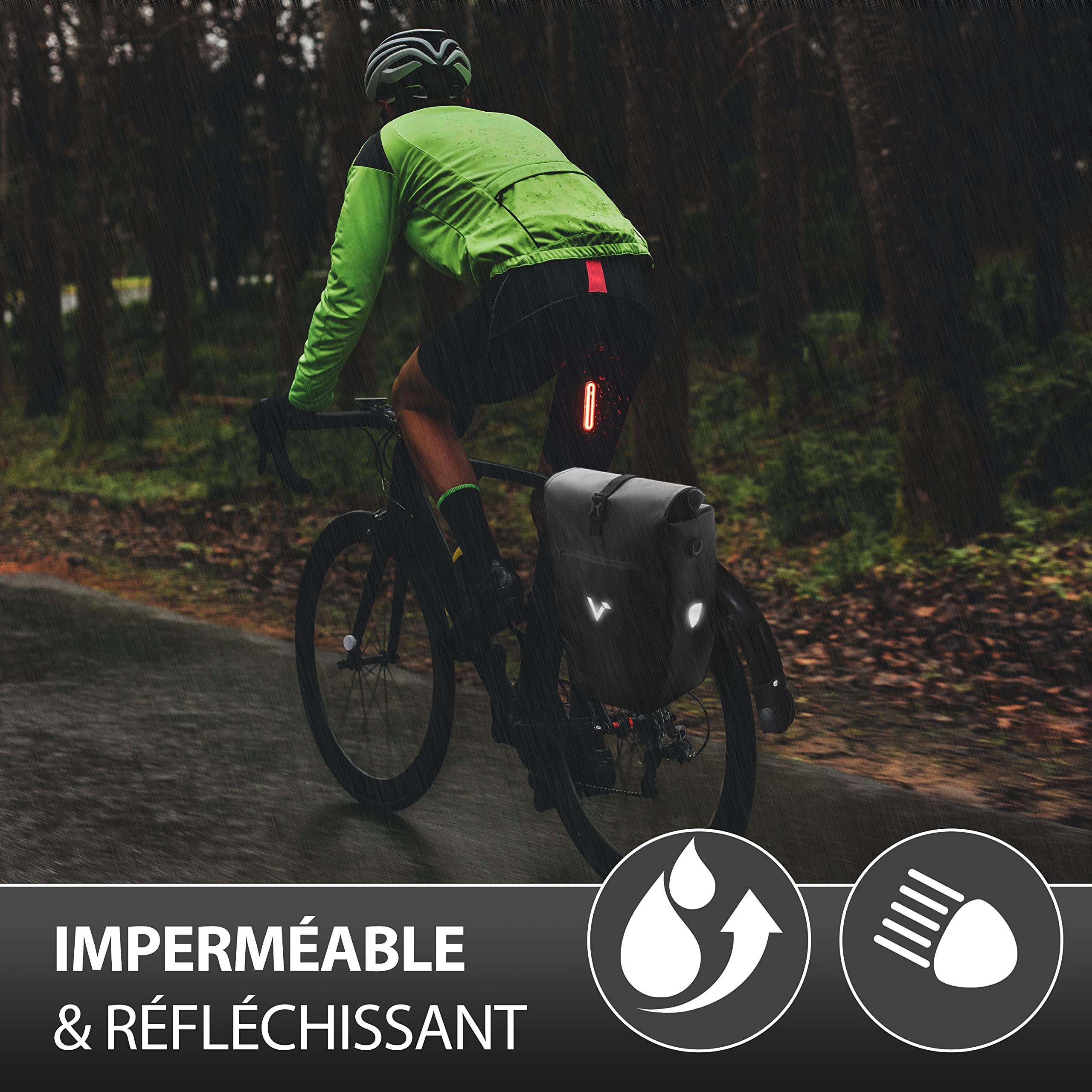 Valkental - Grand Sac étanche pour Porte-Bagages - Sacoche de vélo pour Porte-Bagages avec Grands réflecteurs [verrouillable] Fixation Ultra-résistante - Plusieurs Fois primé - Conçu pour Durer