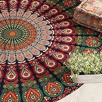 Vista 2 de Popular Handicrafts Tapiz redondo para colgar en la pared, diseño de mandala hippie, bohemio, hippie, intrincado, indio, mantel de 50 pulgadas