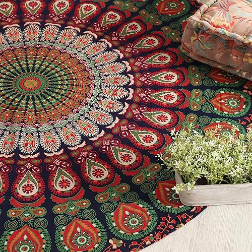 Miniatura 2 de Popular Handicrafts Tapiz redondo para colgar en la pared, diseño de mandala hippie, bohemio, hippie, intrincado, indio, mantel de 50 pulgadas (50.0