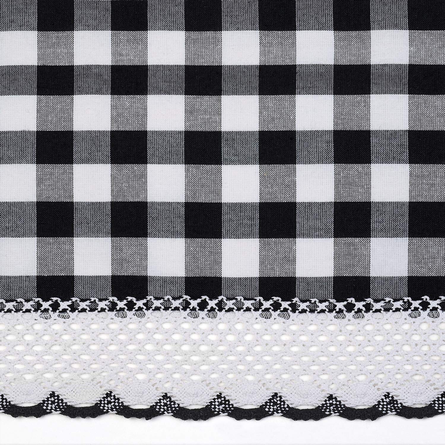 Woven Trends Designer Home Window Panel Curtain Tier Pair Kitchen Drape Plaid Gingham Checked Black Checkered Panel