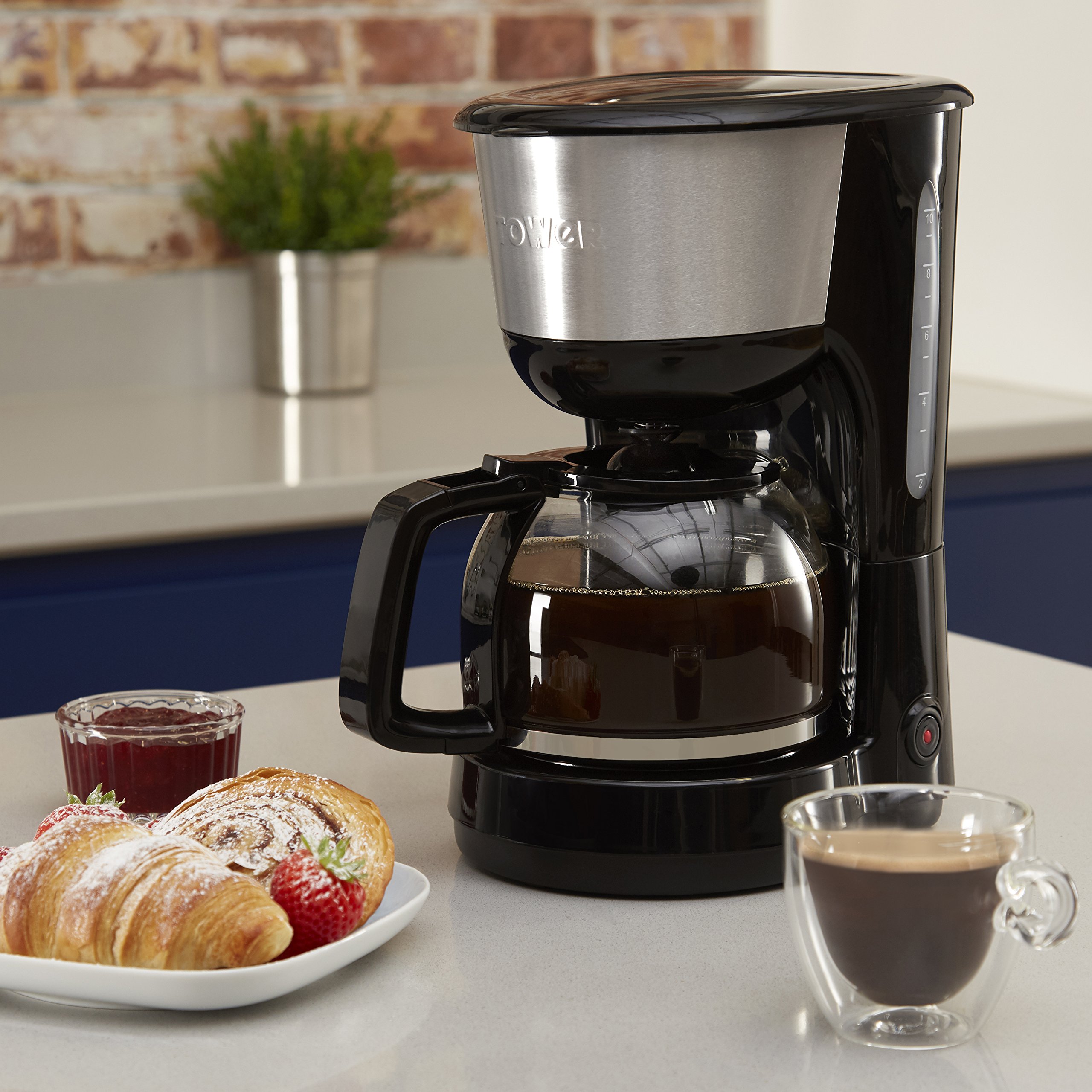 Tower T13001 10 Cup Coffee Maker with Keep Warm Function and Water