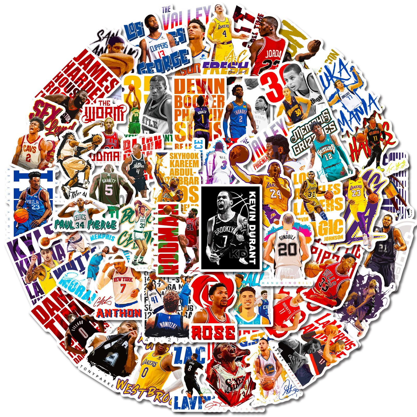 Amazon.co.jp: NBA バスケットボール ステッカー Ver.2 50枚セット PVC