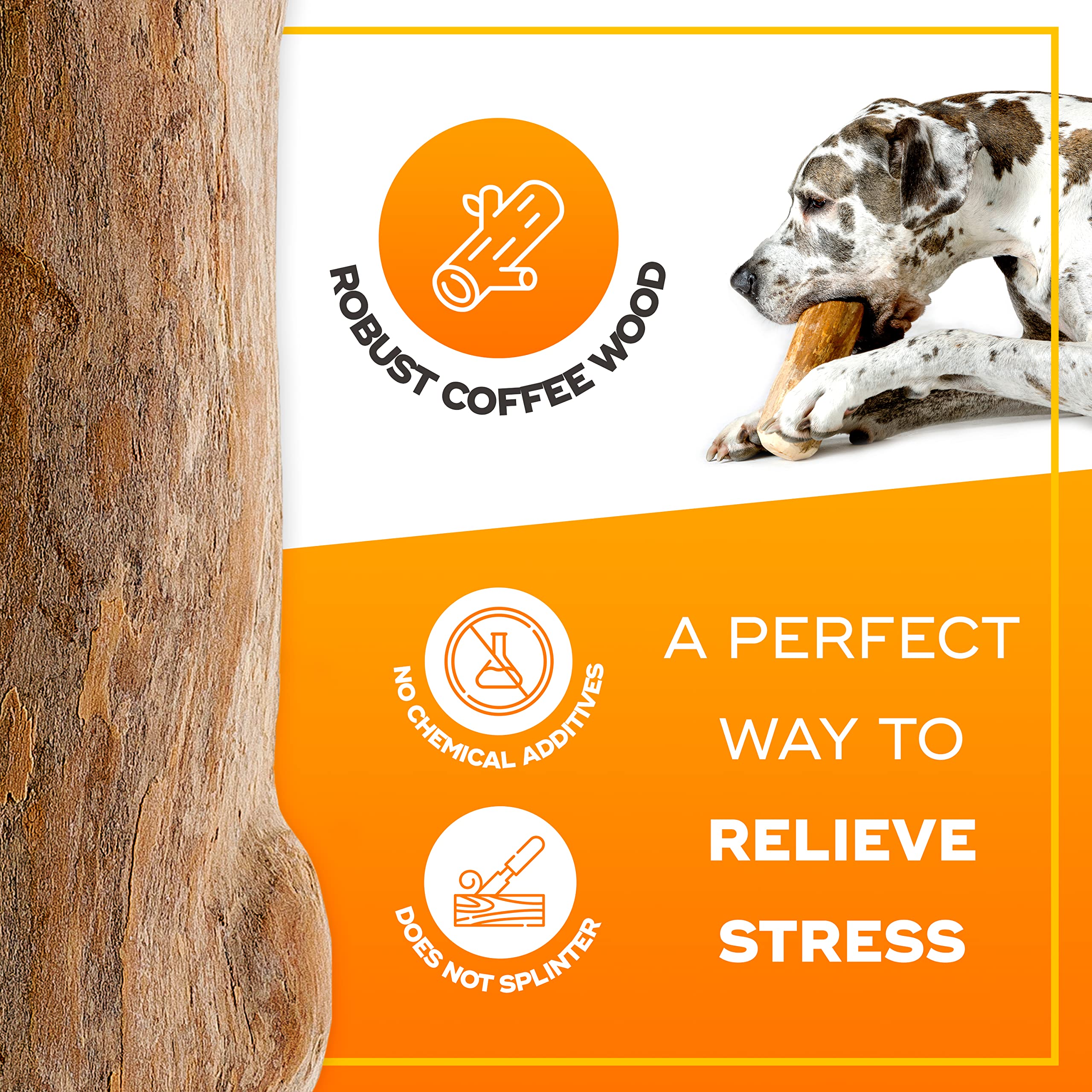 Natural Dog Treats Kaffeeholz Kauknochen - Natürlicher Kaustab Für Hunde