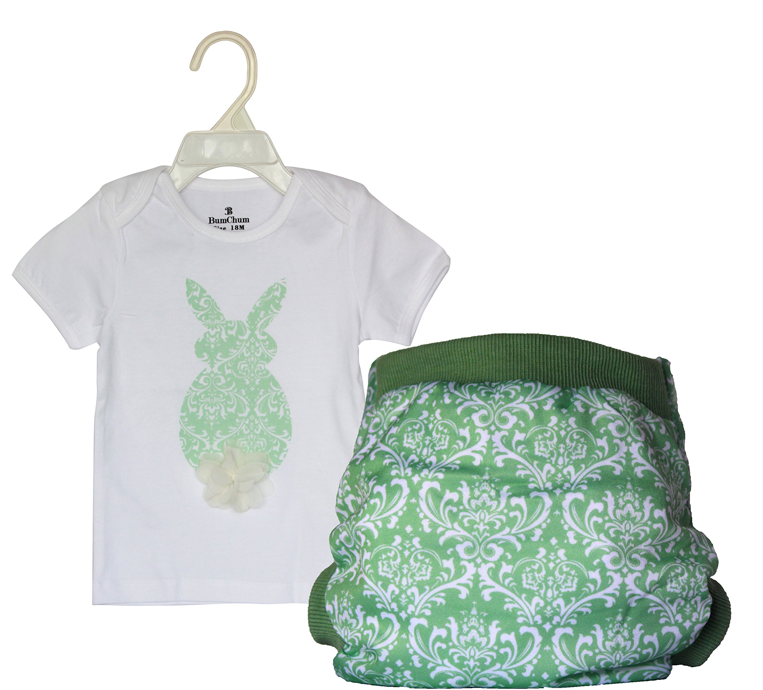 Bumchum Hybrid Diaper Cover + T-Shirt Set with Insert, Bonnie, Medium, Green