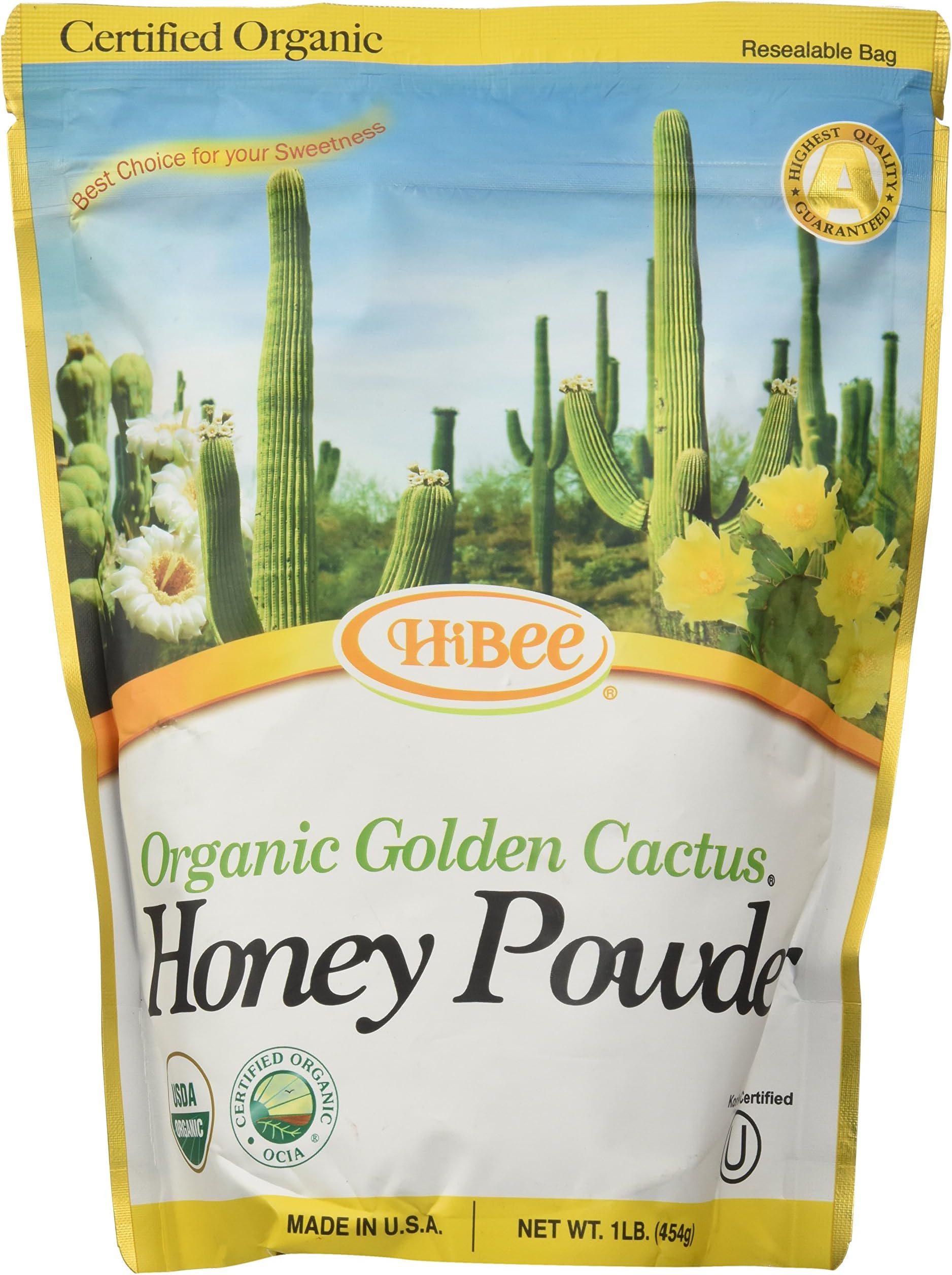 Hibee Golden Cactus Honey Powder Organic, 16 Ounce Unit