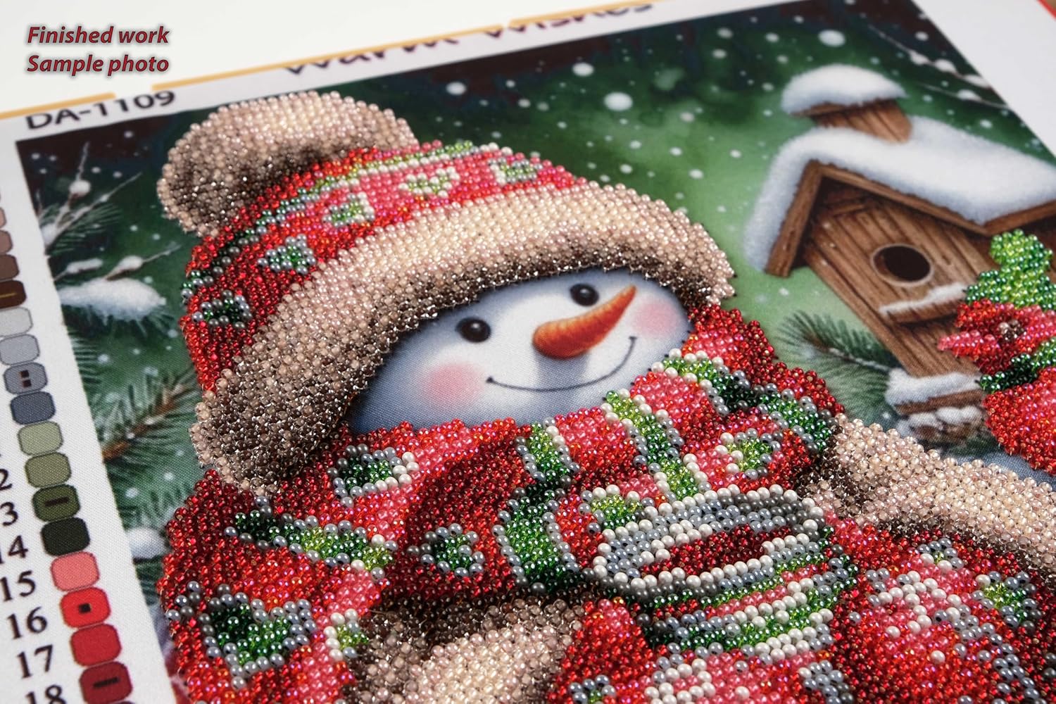 AllAboutEmbroideryUA Bead Embroidery kit Snowman DA-1109 Beaded Cross Stitch Christmas Beadwork Needlework