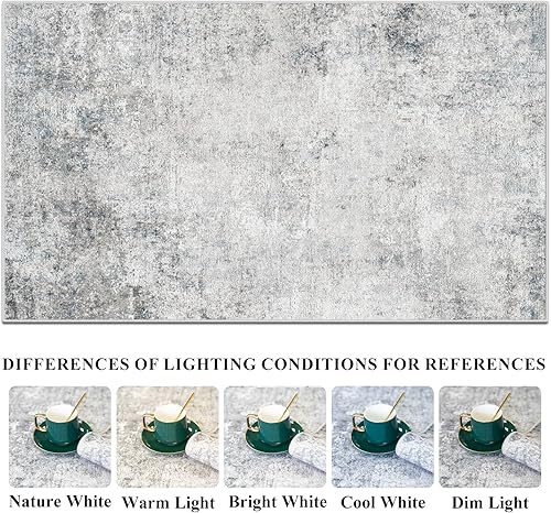 Miniatura 7 de RUUGME Alfombra abstracta lavable de 4 x 6 alfombras de sala de estar, con parte trasera antideslizante, alfombra neutra resistente a las manchas