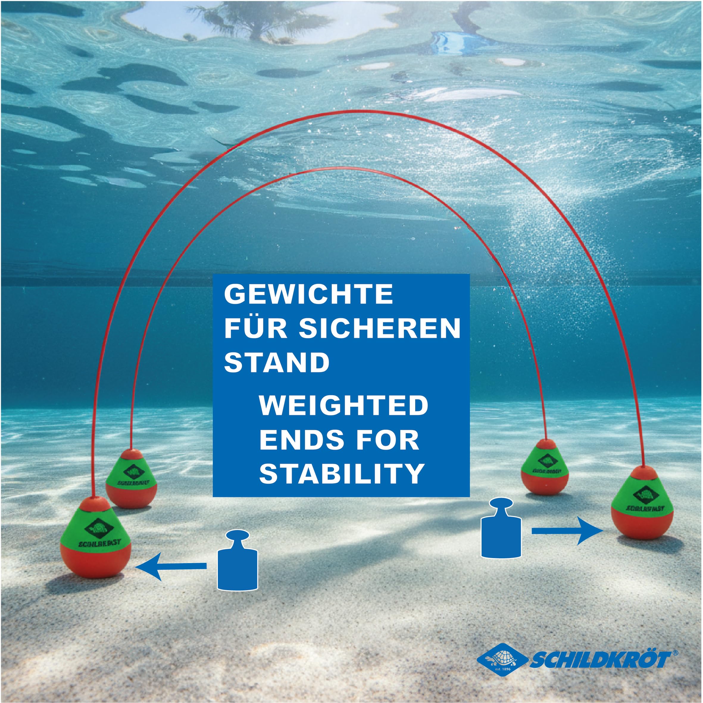 Schildkröt Set di 3 Archi da Tuffo | per Bambini dai 6 Anni in su | Allenamento a Nuoto e Tuffi in Piscina | Archi Subacquei Flessibili | Colori Vivaci, estremità Zavorrate