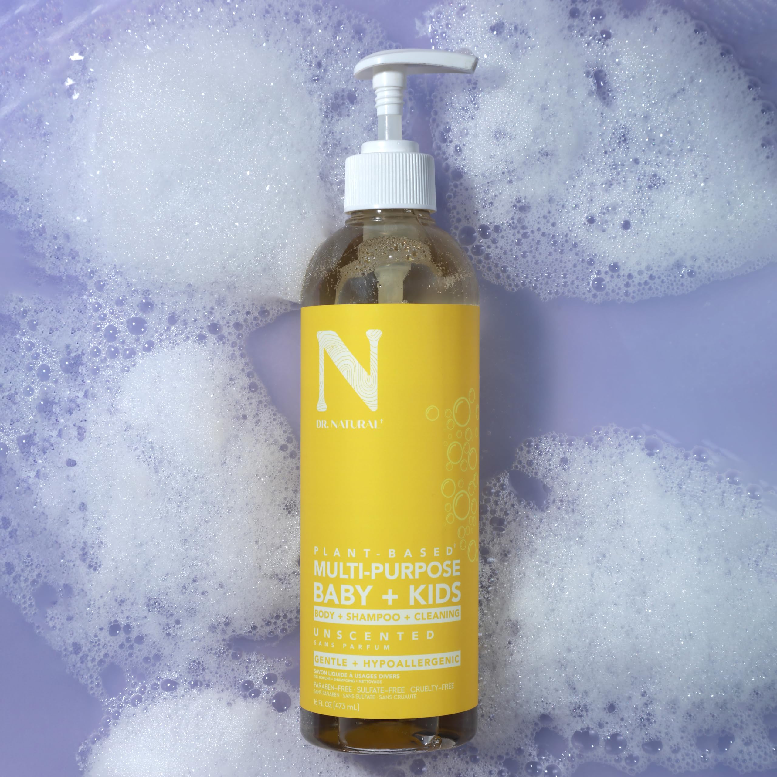 Dr. Natural Wielofunkcyjne mydło dla dzieci Baby Plus - płyn do mycia ciała i szampon - delikatne mydło dla niemowląt z masłem shea - bezpieczne dla noworodka - bezzapachowe - 473 ml