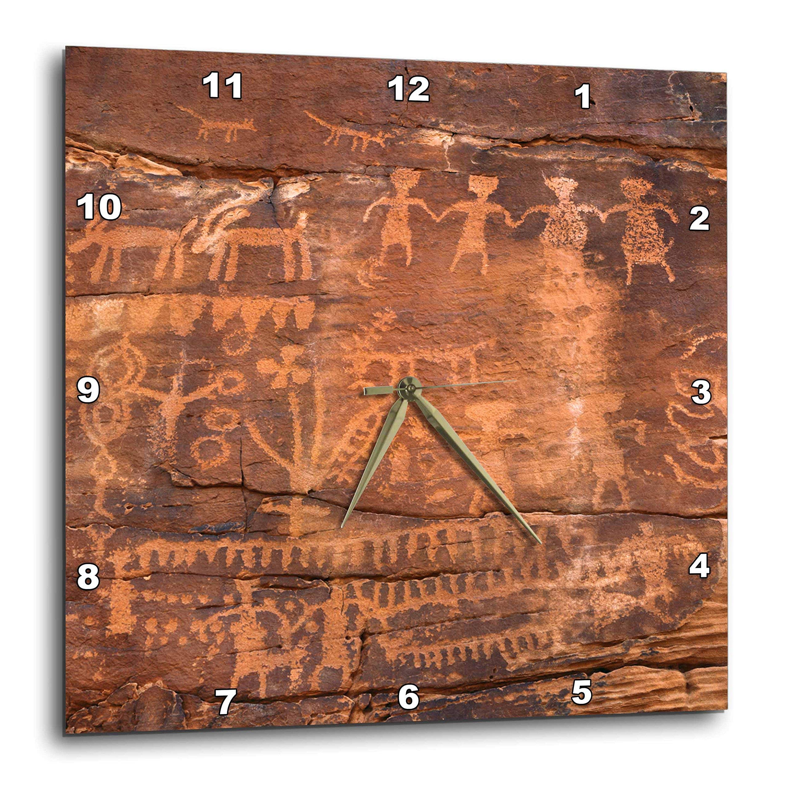 Photo 1 of 3D Rose USA-Southwest-Indian Petroglyphs on Sandstone Wall Clock, 15" x 15"