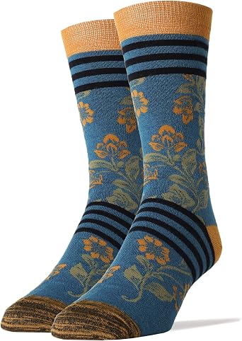 Mens Premium Soft Dress Socks, Stylish Pattern Colorful Crew Socks, Shoe Size 8-13, Mr. Wilson