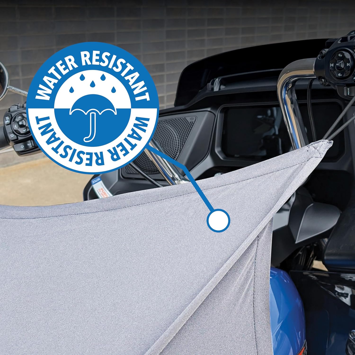 Design Engineering Motorcycle Seat Shade Cover for Touring Bikes | Blocks Sun & Heat | Fast On/Off Install | UV-Resistant Seat Protector | Includes Hooks, Extension Straps & Storage Bag
