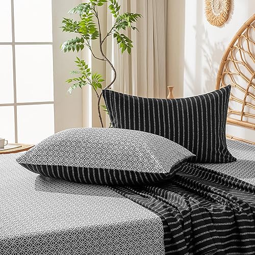 Miniatura 6 de ARTALL Juego de sábanas de 4 piezas tamaño King, sábanas de microfibra suave para todas las estaciones, incluye 2 fundas de almohada, 1 sábana