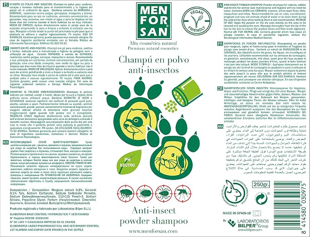 Foto 2 de 7 de MENFORSAN Champú Repelente en Polvo para roedores, Conejos y Hurones 250gr, Limpieza y protección en seco