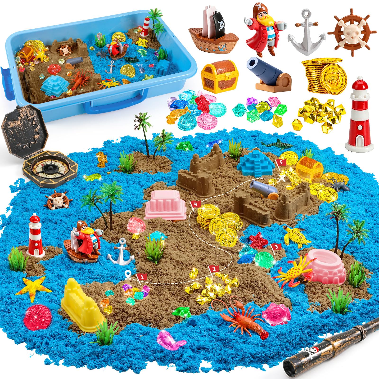 Amazon.com: KNASON Pirate Treasure Chest Sensory Bin with Glow in