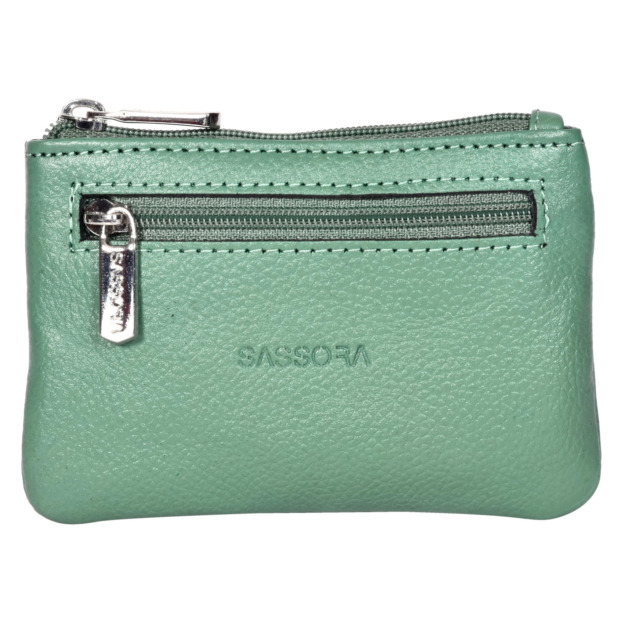 sassora Genuine Leather Zipper Key Case Pouch | Compact Holder for Car, Bike & House Keys | Slim Key Wallet for Men & Women-picture-2
