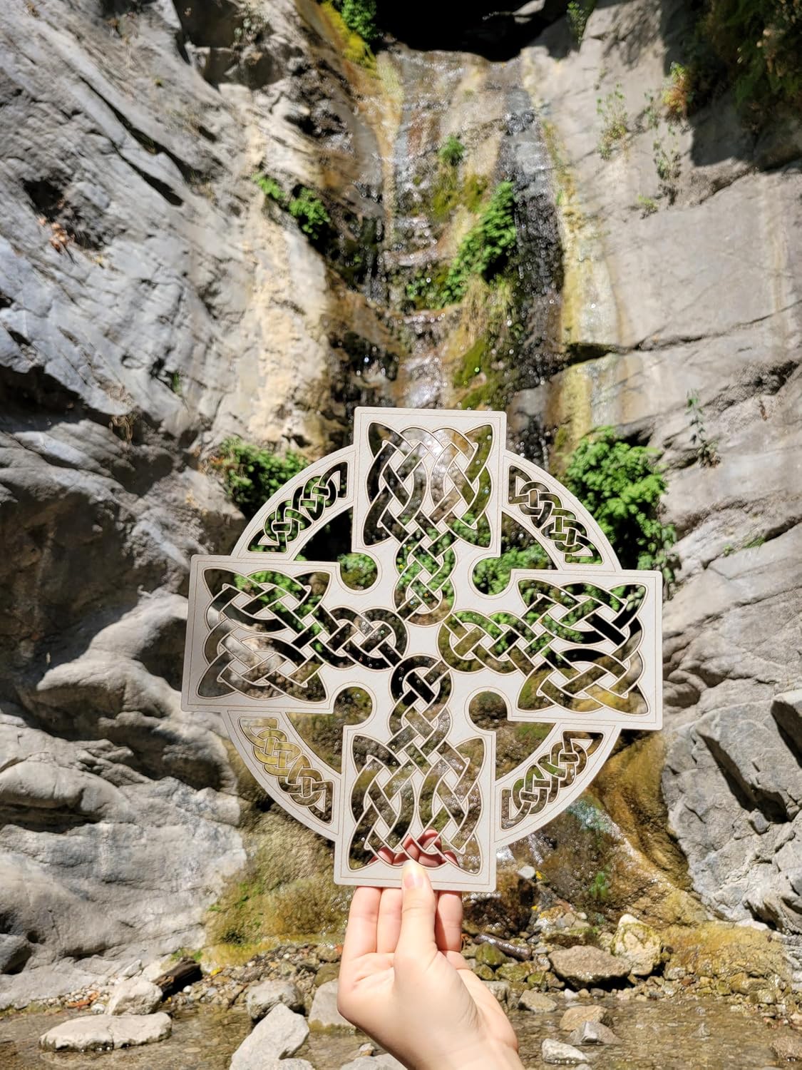 Fourth Level MFG 12" Celtic Cross, Ancient Gaelic Wood Wall Art, Strength Knowledge and Connection Symbol, Sacred Irish Sculpture for Hanging Home Decor