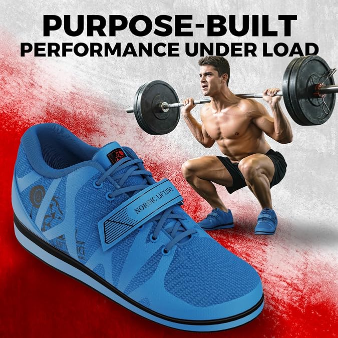 Nordic Lifting MEGIN Deadlift Shoes - Elevated Heel Gym Footwear for Powerlifting, Weightlifting & Strength Training - Non-Slip Sole Lifting Shoes for Men