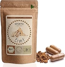 SPINTZ 130 Stk. Bio Ceylon Zimt Kapseln - vegane Zimt Kapseln hochdosiert - 500mg Ceylon Zimt Pulver aus biologischem Anbau - Ceylon Zimt Bio Gemahlen | plastikfrei verpackt