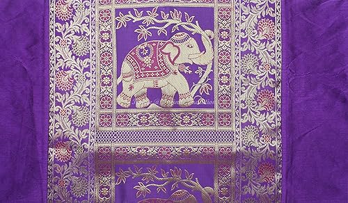 Miniatura 4 de Funda de almohada de tubo de cojín de seda brocado de jacquard indio, cilíndrico, morado, para yoga, sofá, funda de cojín decorativa redonda,