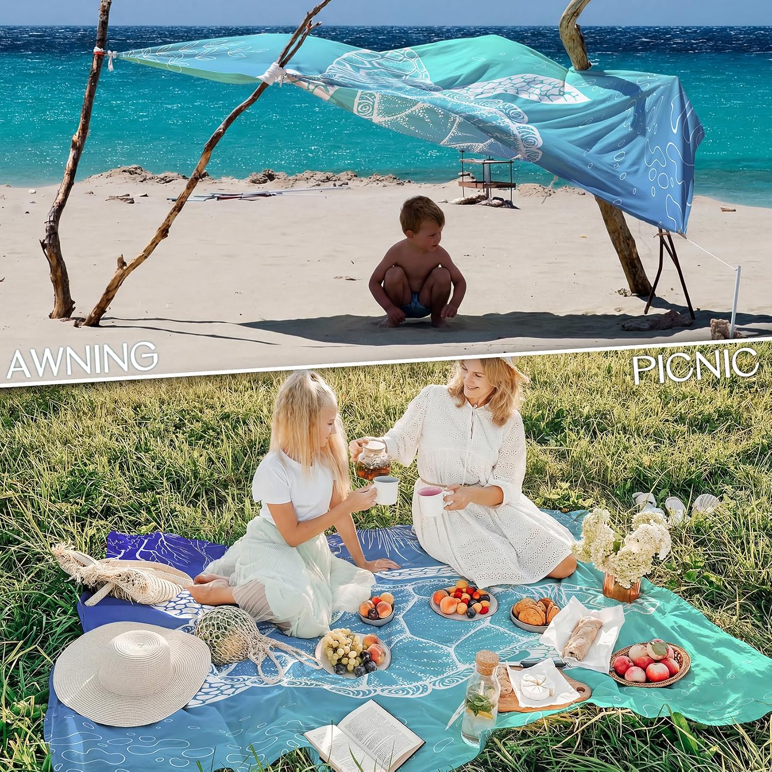 Beach Blanket Waterproof Sandproof 78''X81''/78''X110'' Large Beach Towel image 5