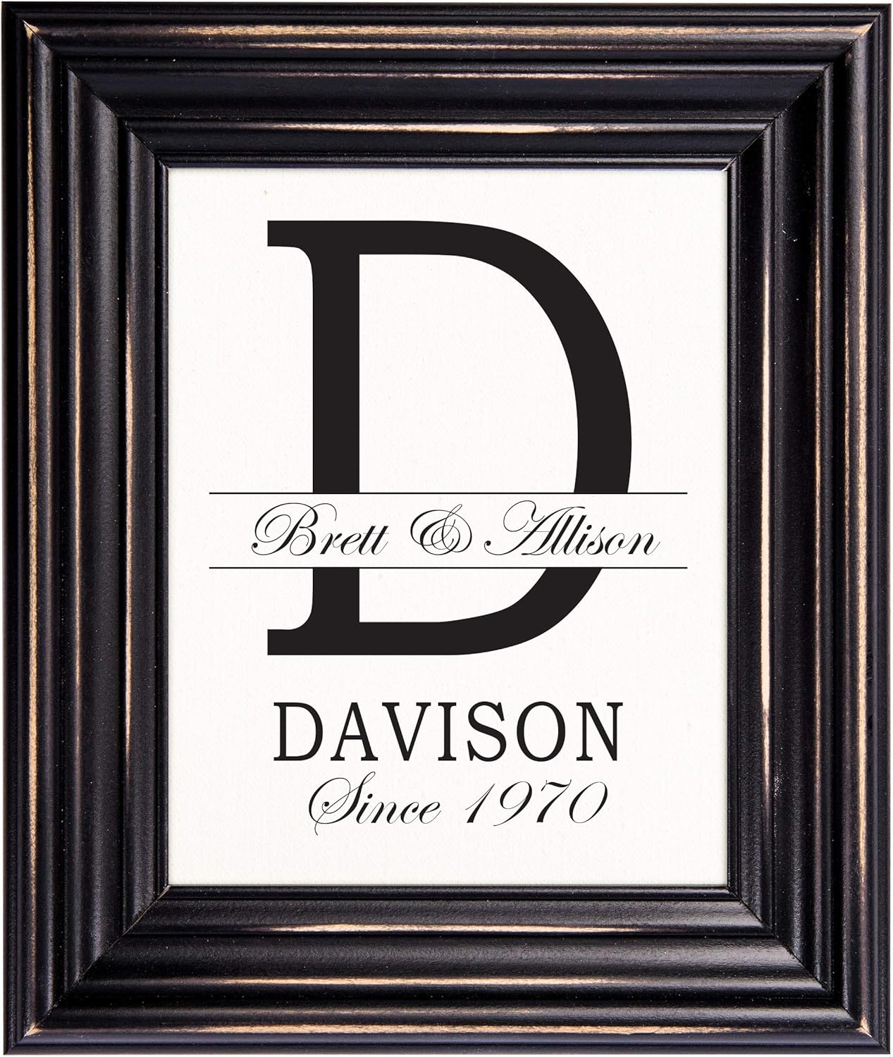 Lifesong Milestones Personalized Wall Hanging Family Monogram Photo Frame “D” - Established Date Family Name Signs for Home Decor-Family Initial Wall Decoration for living room kitchen 15”x18” (Black)