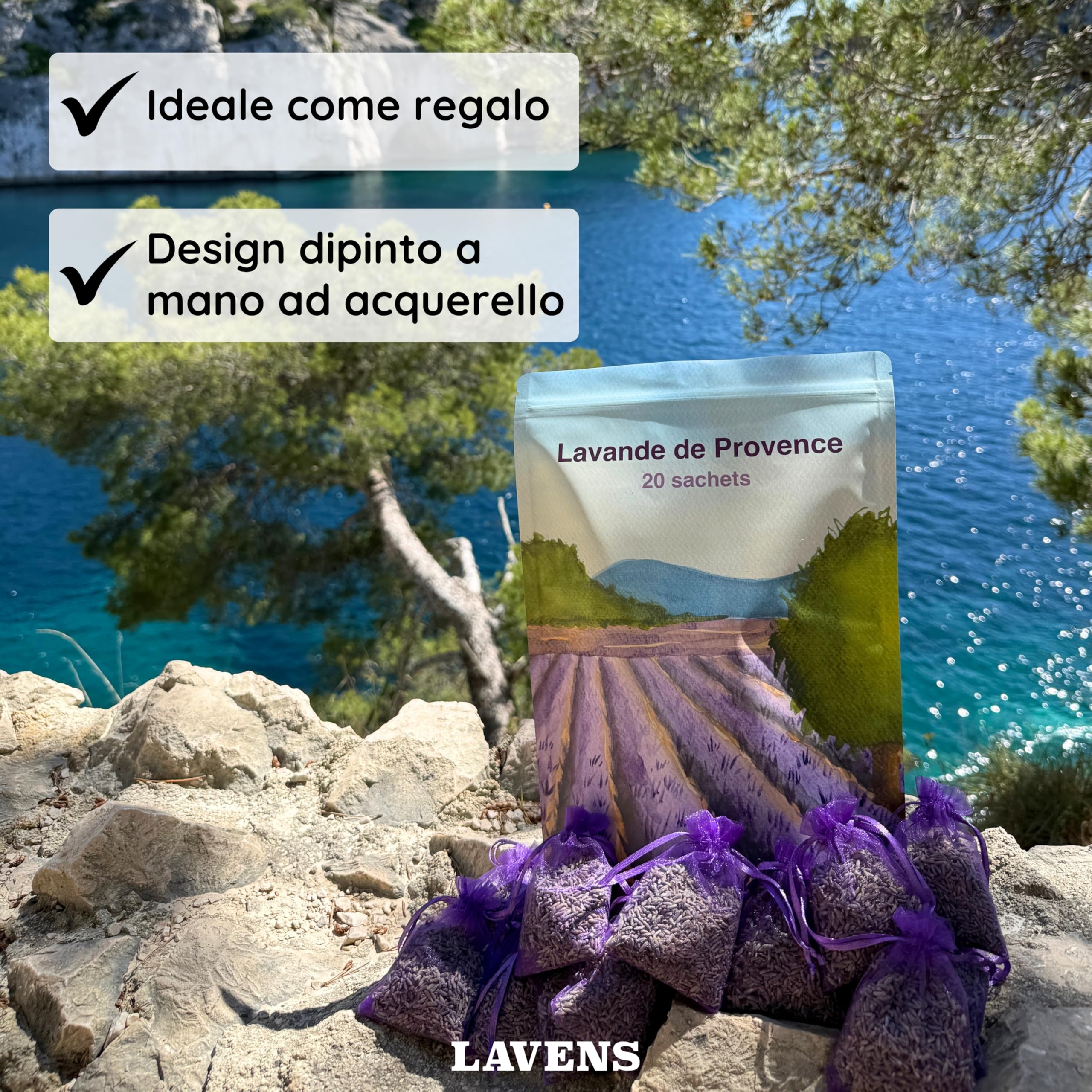 20 sacchetti profumati alla lavanda - Agricoltura famigliare - Bustina profumata per guardaroba, biancheria e ripostiglio. Bustine di lavanda di qualità superiore. Origine Provenza Francia