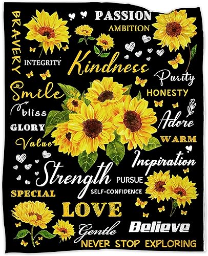 Manta de girasol con curación positiva manta de franela polar para cama silla sofá decoración del hogar cumpleaños Navidad Día de la Madre regalo de