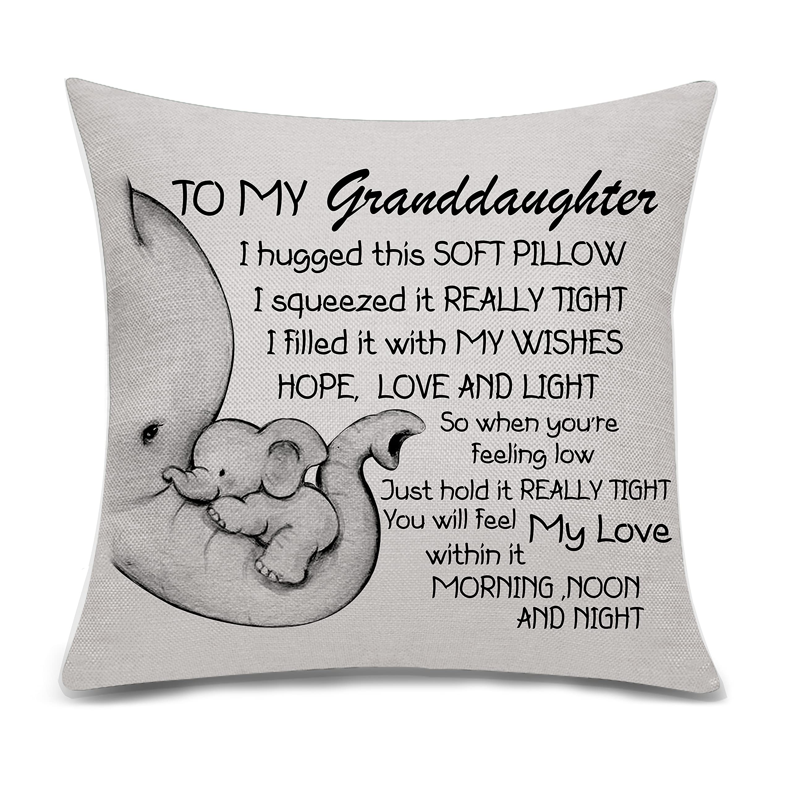Bacmaxom Granddaughter Gifts From Grandma Grandpa Cushion Cover Throw Pillow Cover For From Grandmother Grandfather Birthday Gifts (Granddaughter)