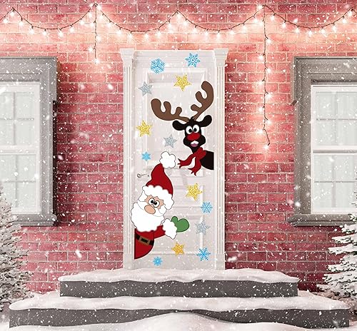 Miniatura 1 de Calcomanías de Navidad para puerta, decoración de muñeco de nieve de Navidad, Olaf Santa, renos, calcomanías grandes de muñeco de nieve con